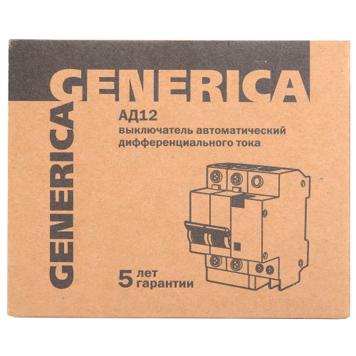 Дифференциальный автоматический выключатель АД12 2Р 63А 300мА GENERICA Дифференциальный автоматический выключатель АД12 2Р 63А 300мА GENERICA