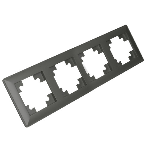 Рамка STEKKER, PFR00-7004-06 4-местная, пластик, серия Катрин, графит Рамка STEKKER, PFR00-7004-06 4-местная, пластик, серия Катрин, графит