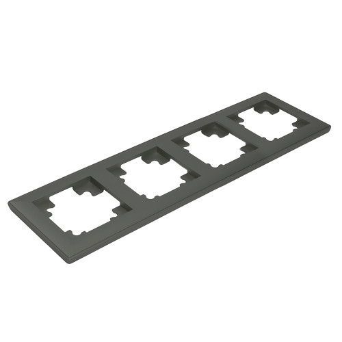 Рамка STEKKER, PFR00-7004-06 4-местная, пластик, серия Катрин, графит Рамка STEKKER, PFR00-7004-06 4-местная, пластик, серия Катрин, графит