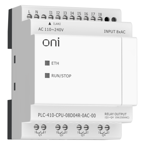 ПЛК 410 Модуль ЦПУ 8 DI 4 RO 220В AC с Ethernet портом без экрана ONI ПЛК 410 Модуль ЦПУ 8 DI 4 RO 220В AC с Ethernet портом без экрана ONI