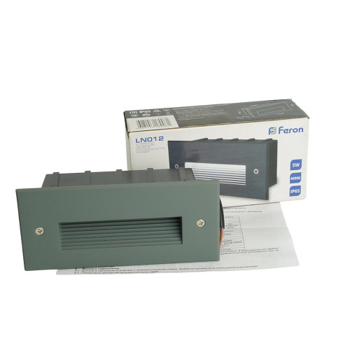 Светодиодный светильник Feron LN012 встраиваемый 5W 4000K, IP65, серый