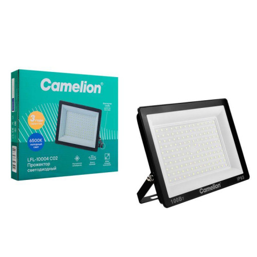 Прожектор LFL-10004 C02 (LED SMD 100Вт 10000лм 230В 6500К 245х233.5Х31) черн. Camelion 16333