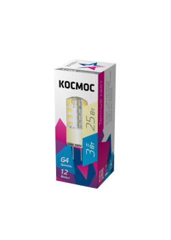 Лампа светодиодная 3Вт 12В G4 3000К КОСМОС LksmLED3wJCG412v30