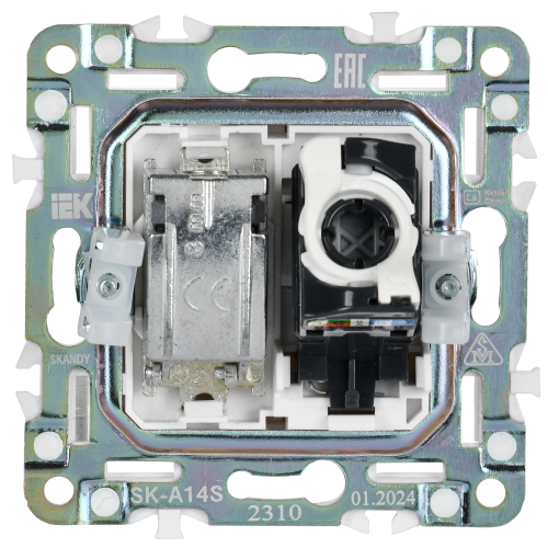 SKANDY Розетка двойная TV+RJ45 кат.5E SK-A14S серебряный IEK