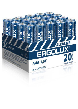 Элемент питания алкалиновый AAA/LR03 1.5В Alkaline BP-20 ПРОМО (уп.20шт) Ergolux 14674