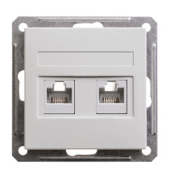 W59 РОЗЕТКА двойная RJ11+RJ45 кат.5e, механизм, БЕЛЫЙ