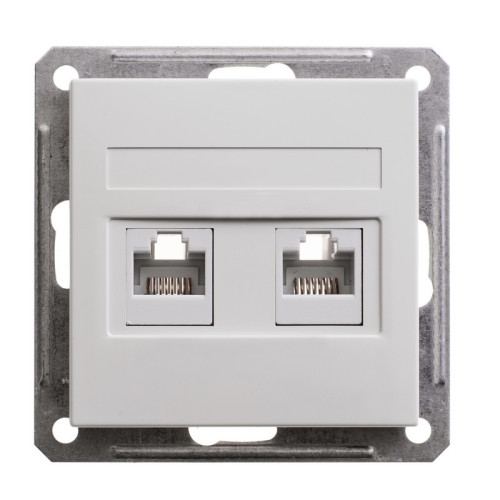 W59 РОЗЕТКА двойная RJ11+RJ45 кат.5e, механизм, БЕЛЫЙ