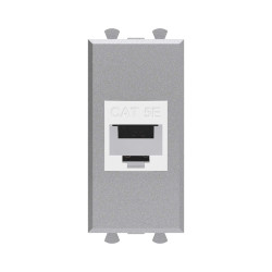 Компьютерная розетка RJ-45 без шторки модульная, кат.5е, Avanti, закаленная сталь, 1 модуль