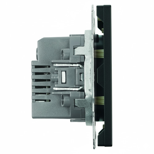 Розетка 2-местная USB + Type C (механизм), STEKKER, 250В, 20W, серия Эмили, RST10-5115-05, черный уголь, soft touch