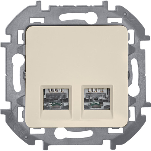 Розетка компьютерная двойная/ Розетка компьютерная двойная RJ-45 категория 5Е UTP слоновая кость INSPIRIA