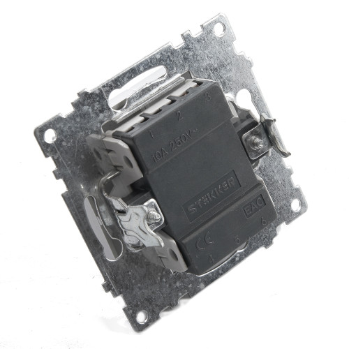Выключатель 1-клавишный (механизм), STEKKER GLS10-7103-03, 250V, 10А, серия Катрин, серебро Выключатель 1-клавишный (механизм), STEKKER GLS10-7103-03, 250V, 10А, серия Катрин, серебро