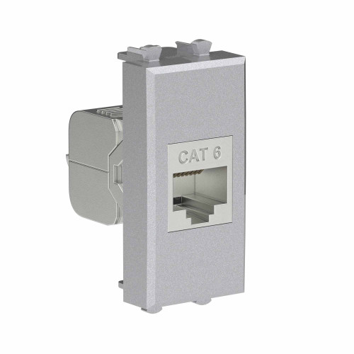 Компьютерная розетка RJ-45 без шторки модульная, кат.6 экранированная, Avanti, закаленная сталь, 1 модуль