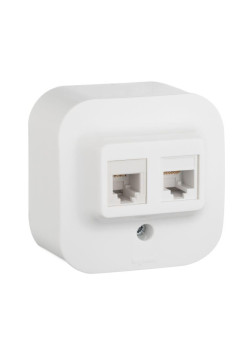 Розетка компьютерная + телефонная 2-м ОП 2мод. Quteo RJ45 + RJ11 кат.5E UTP IP20 бел. Leg 782221