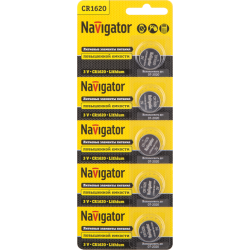 Элемент питания литиевый CR1620 94 780 NBT-CR1620-BP5 (блист.5шт) Navigator 94780