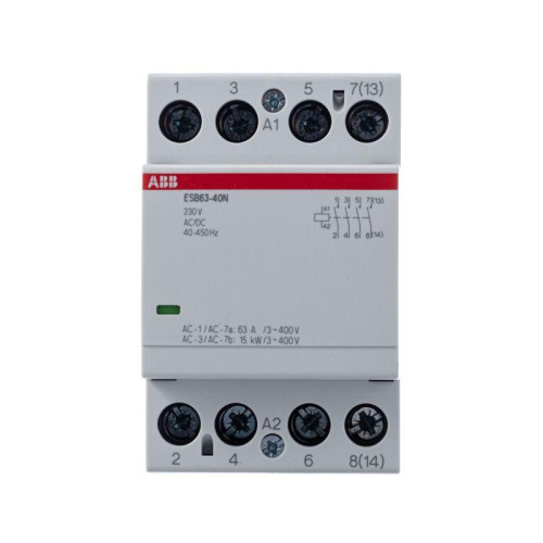 Контактор ESB63-40N-06 модульный (63А АС-1 4НО) катушка 230В AC/DC ABB 1SAE351111R0640 Контактор ESB63-40N-06 модульный (63А АС-1 4НО) катушка 230В AC/DC ABB 1SAE351111R0640