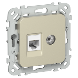 FLITE Розетка 2-местная RJ45/TV категория 5Е UTP РКТВ5е-2-0-ФлШ шампань IEK