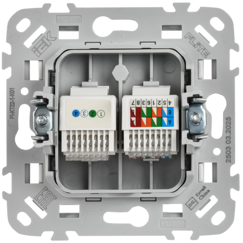 FLITE Розетка 2-местная RJ45/RJ11 категория 5Е/3 UTP РКТ5е/3-2-0-ФлБ белый IEK