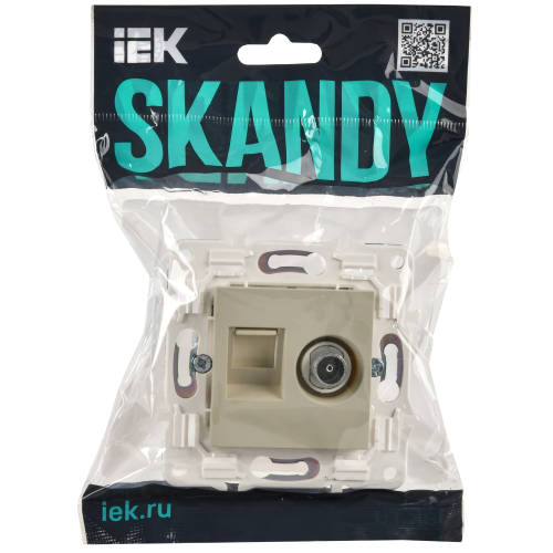 SKANDY Розетка двойная TV+RJ45 кат.5E SK-A14B бежевый IEK SKANDY Розетка двойная TV+RJ45 кат.5E SK-A14B бежевый IEK