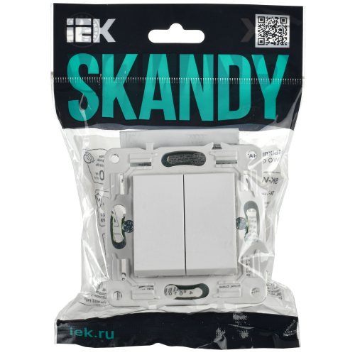 SKANDY Выключатель 2-клавишный проходной 10А SK-V05W арктический белый IEK