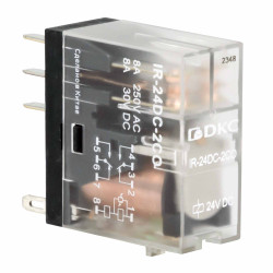 Реле миниатюрное промышленное, 2CO, ком. ток 8А, AgSnO2, напряжение 24V DC, опция: светодиод
