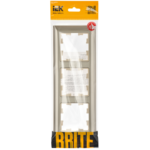 BRITE Рамка 3-местная РУ-3-Бр бежевый/шампань IEK