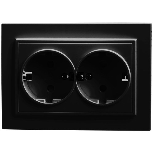 Розетка 2-местная c/з STEKKER, PST16-9014-03, с защитной шторкой, 250В, 16А, серия Эрна, черный Розетка 2-местная c/з STEKKER, PST16-9014-03, с защитной шторкой, 250В, 16А, серия Эрна, черный