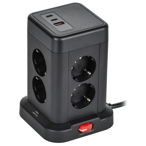 Удлинитель У08K 8 мест 2P+PE 1,5м 3х1,0мм2 16А/250В USB A+C 20Вт черный DOMINIC IEK