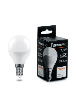 Лампа светодиодная Feron.PRO LB-1407 Шарик E14 7.5W 175-265V 2700K