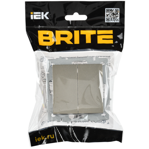 BRITE Выключатель 2-клавишный перекрестный 10А ВС10-2-3-БрШ шампань IEK