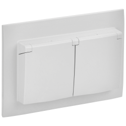 SKANDY Розетка 2-местная и крышкой 16А в сборе IP44 SK-R12W арктический белый IEK