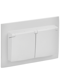 SKANDY Розетка 2-местная и крышкой 16А в сборе IP44 SK-R12W арктический белый IEK
