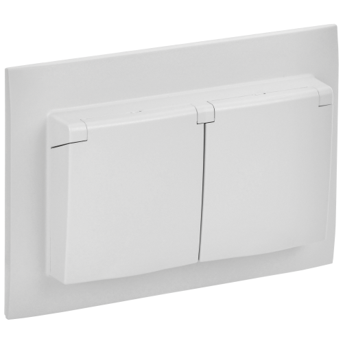 SKANDY Розетка 2-местная и крышкой 16А в сборе IP44 SK-R12W арктический белый IEK