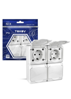 Розетка 4-м ОП Nix 16А IP54 250В с заземл. с крышкой бел. TOKOV ELECTRIC TKE-NX-R4Z-C01-IP54