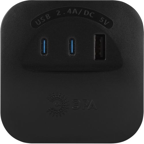 Разветвитель 4-м SP-4-3USBAC-B + 3 USB A+C со шторками 10А чер. Эра Б0069084 Разветвитель 4-м SP-4-3USBAC-B + 3 USB A+C со шторками 10А чер. Эра Б0069084