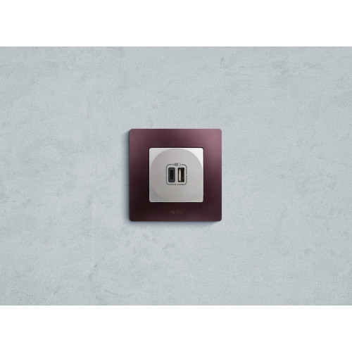 ETIKA Розетка USB A+C 15Вт алюминий ETIKA Розетка USB A+C 15Вт алюминий