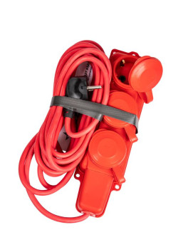 Удлинитель на каучуковой колодке 3х5м 16А 250В 4000Вт IP44 каучук КГ 3х2.5 красн. УХз16 Россия КОСМОС YKsm5m-3g(16A)KG-R