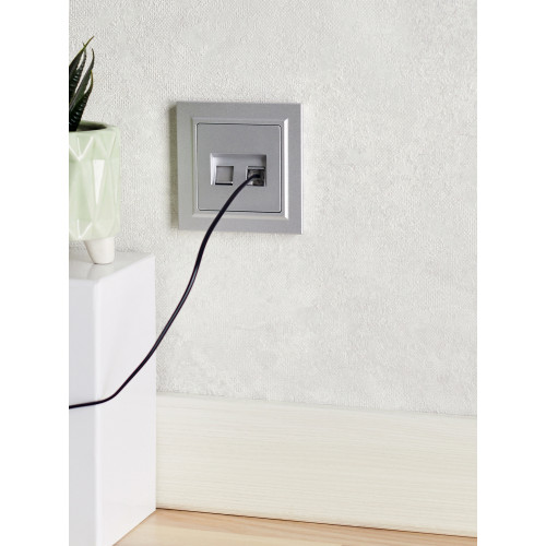BRITE Розетка двойная RJ11+RJ45 кат.5E РК/Т12-БрА алюминий IEK BRITE Розетка двойная RJ11+RJ45 кат.5E РК/Т12-БрА алюминий IEK