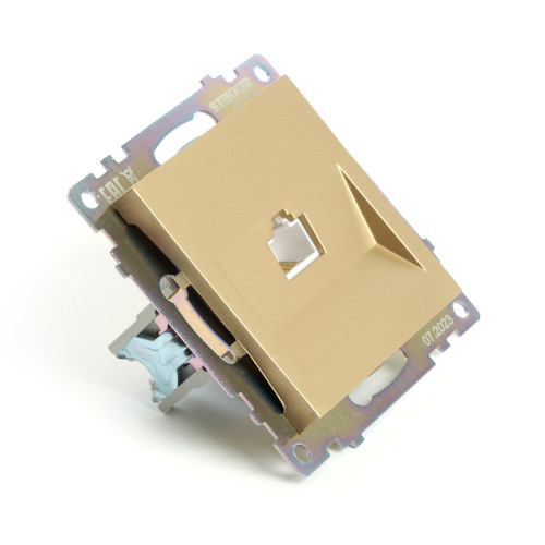Розетка компьютерная 1-местная RJ-45 (механизм), STEKKER, GLS00-7107-08, серия Катрин, золото Розетка компьютерная 1-местная RJ-45 (механизм), STEKKER, GLS00-7107-08, серия Катрин, золото
