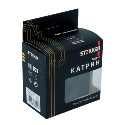 Терморегулятор Wi-Fi (механизм), STEKKER, 250В, 3500Вт, серия Катрин, GLS00-7119-05, черный Терморегулятор Wi-Fi (механизм), STEKKER, 250В, 3500Вт, серия Катрин, GLS00-7119-05, черный