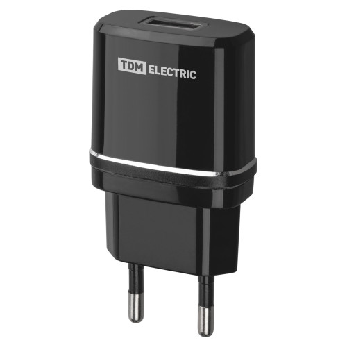 Сетевое зарядное устройство, СЗУ 3, 2,1 А, 1 USB, черный, TDM