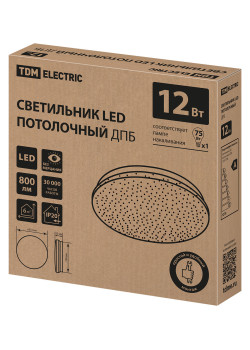 Светильник LED потолочный ДПБ 02, 12 Вт, 6000 К, Звездное небо, TDM
