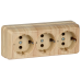 OKTAVA Розетка 3-местная с заземлением для открытой установки 16А РС23-3-ОС сосна GENERICA