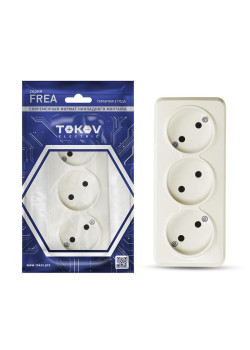 Розетка 3-м ОП Frea 16А IP20 250В без заземл. АБС-пластик беж. TOKOV ELECTRIC TKE-FR-R3-C02