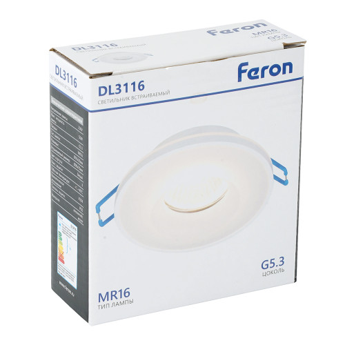 Светильник встраиваемый Feron DL3116 потолочный G5.3 белый
