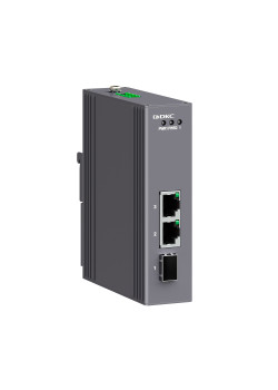Промышленный медиаконвертер, 3-х портовый, 1х100Base-X SFP слот,2х10/100Base-T(X) портов RJ45, 12-48В DC/18-30В AC, с резервированием