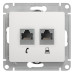 GLOSSA РОЗЕТКА двойная RJ11+RJ45 кат.5e, механизм, БЕЛЫЙ
