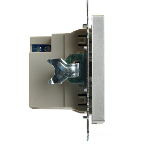 Розетка 2-местная USB + type C (механизм)), STEKKER GLS10-7116-03 , 250B, 3А, max 20W, серия Катрин, серебро