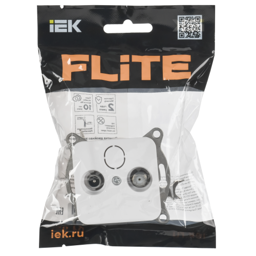 FLITE Розетка 2-местная TV+SAT экранированная оконечная РТВс-2-1-1-ФлБ белый IEK FLITE Розетка 2-местная TV+SAT экранированная оконечная РТВс-2-1-1-ФлБ белый IEK