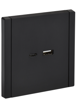 FORTE&PIANO Розетка USB A+C 18Вт FP151 черный IEK