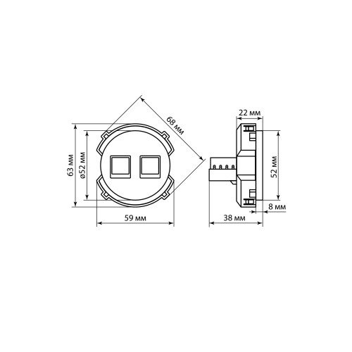 Розетка компьютерная двойная RJ45 платина, Розетка компьютерная двойная RJ45 платина,